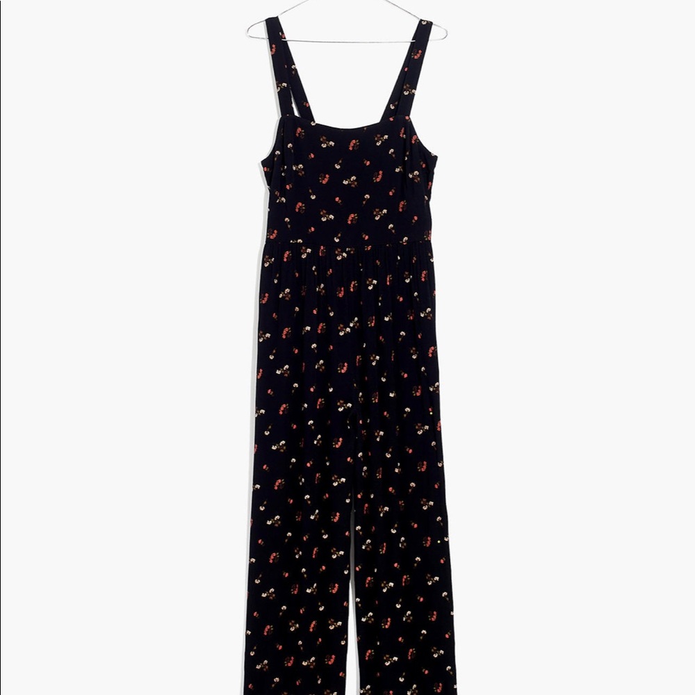 Madewell Smocked Crop Jumpsuit in Flower Toss